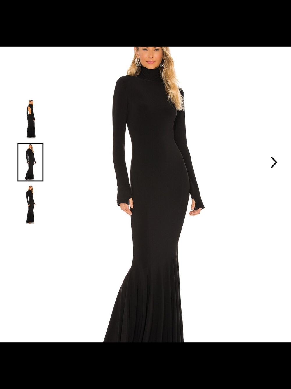 Norma Kamali Black Long Sleeve Turtleneck Mermaid Gown